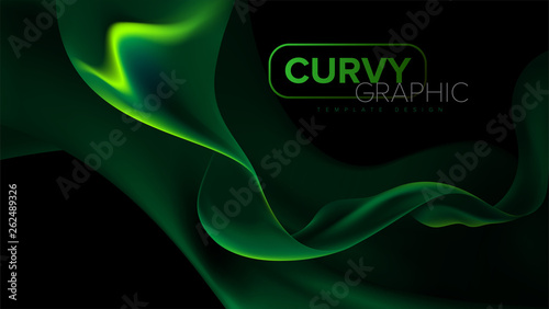 The background template of curvy stripes in vector.  It is suitable for being as a template, landing page in science or technology related theme.