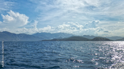 slands in the southern Chinese sea covered with green tropical vegetation