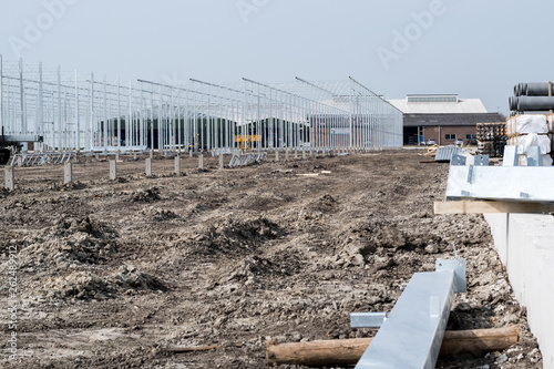 greenhouses under construction on a very large scale