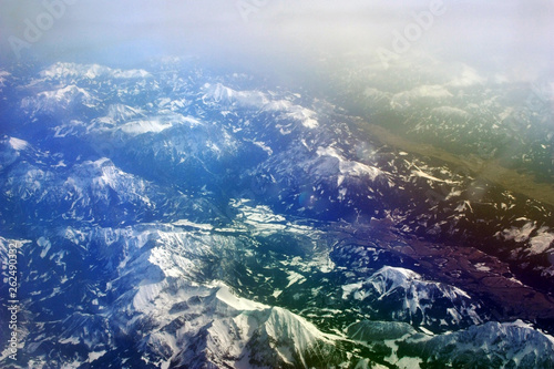 View of the Alps from an airplane