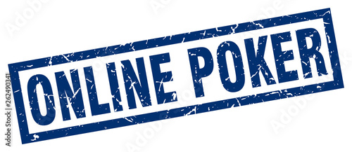 square grunge blue online poker stamp