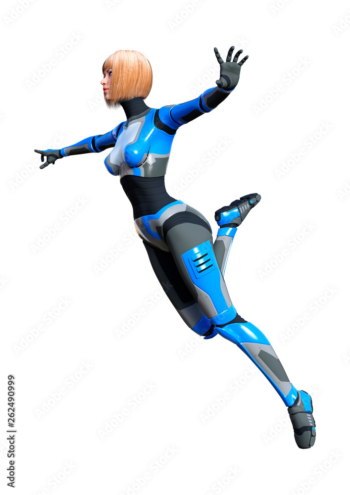 3D Rendering Female Robot on White 3D Rendering Female Robot on White