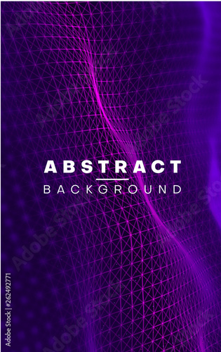Abstract digital background with purple spectrum surface, neon network texture.