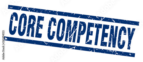 square grunge blue core competency stamp