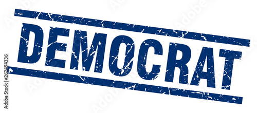 square grunge blue democrat stamp