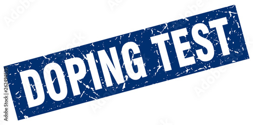 square grunge blue doping test stamp