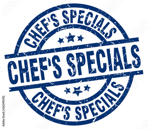 chef's specials blue round grunge stamp