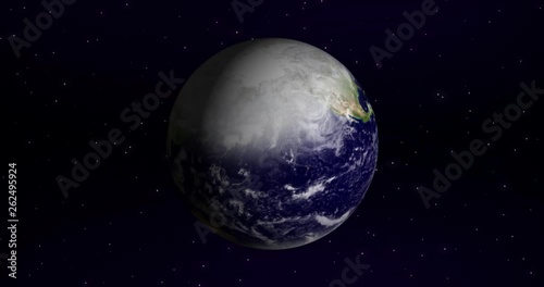 The Earth is covered with ice and snow. Ice ageю Element of this video furnished by NASA