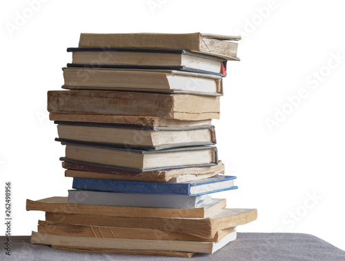 A stack of dusty books