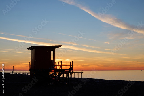 Lifeguard tower silhouette