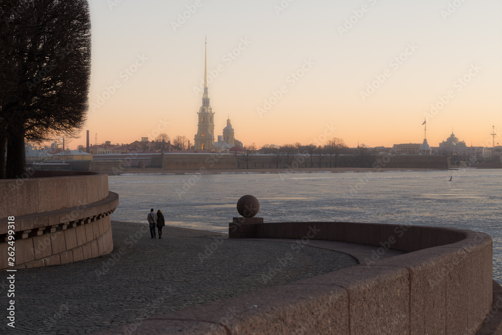 Romantic dawn in Saint Petersburg