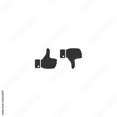 Like and dislike vector silhouette button. Thumb up and down social media icon set. 