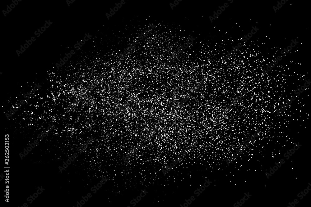 White Grainy Texture Isolated On Black Background. Dust Overlay. Light Coloured Noise Granules. Snow Vector Elements. Digitally Generated Image. Illustration, Eps 10. White Grainy Texture Isolated On Black Background. Dust Overlay. Light Coloured Noise Granules. Snow Vector Elements. Digitally Generated Image. Illustration, Eps 10.