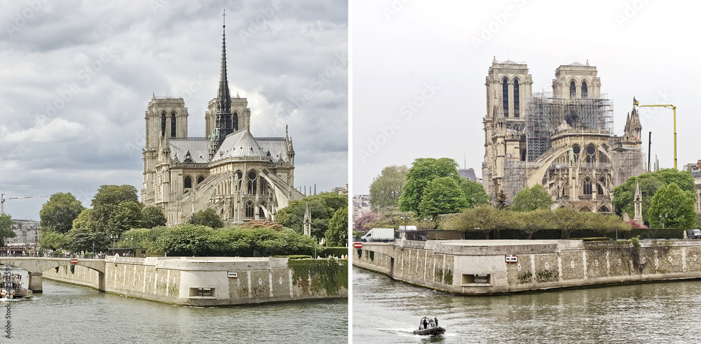 Cathédrale Notre-Dame de Paris avant/après Stock Photo | Adobe Stock