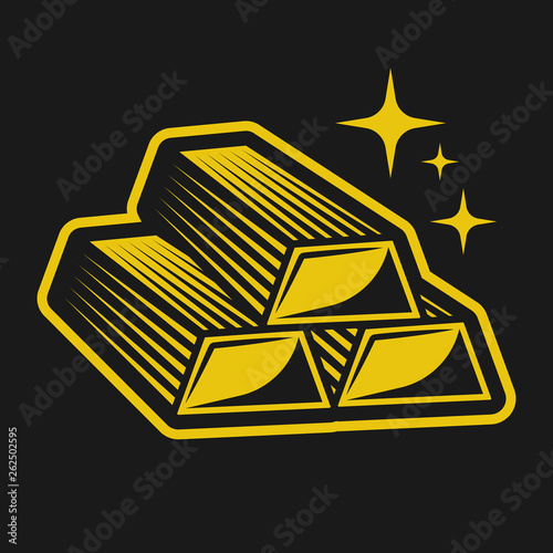 Gold yellow ingots vector colored illustration