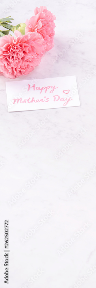 Copy space, close up, mock up, clipping path. Mothers day wording concept design. Beautiful fresh blooming baby pink color carnations isolated on bright marble background. Copy space, close up, mock up, clipping path. Mothers day wording concept design. Beautiful fresh blooming baby pink color carnations isolated on bright marble background.