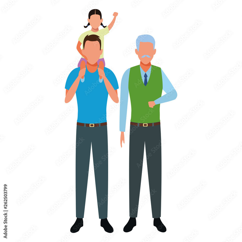 men with child avatar cartoon character