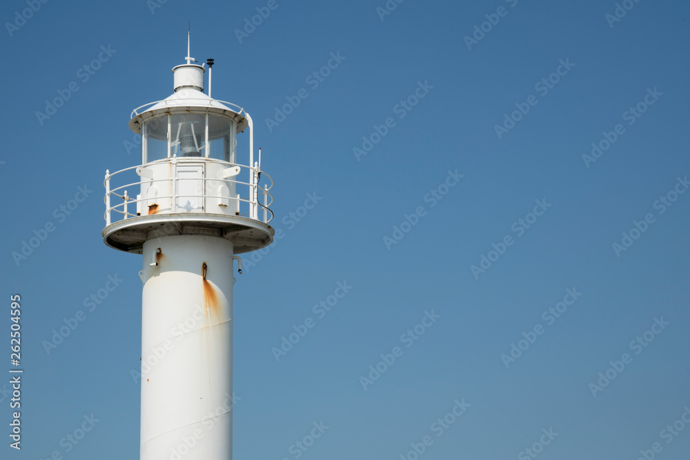 lighthouse of Blankenberge against blue sky, Belgium. Copy space