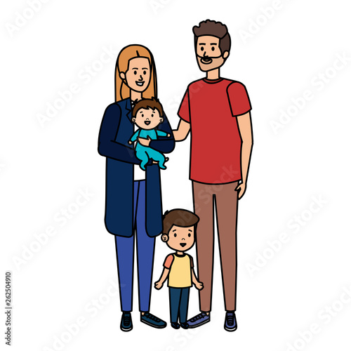 young parents couple with son and baby