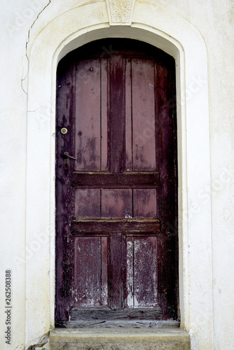 wooden door of old house in village of ljubojno, region prespa, macedonia