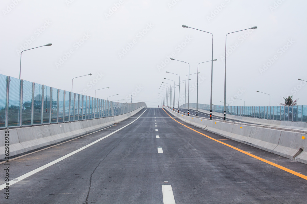 Fototapeta premium The project new road construction from Motorway No.7 to Laem Chabang Port, Thailand