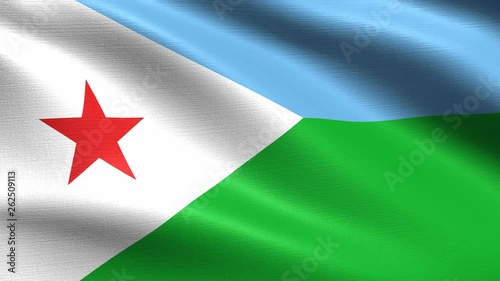 Realistic flag of Djibouti, Seamless looping with highly detailed fabric texture, 4k resolution photo