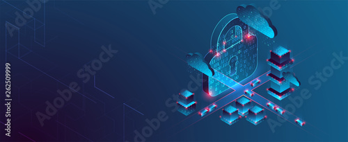 Isometric protection concept. Protect mechanism, system privacy.