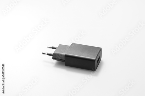 usb charger adapter isolated on white background