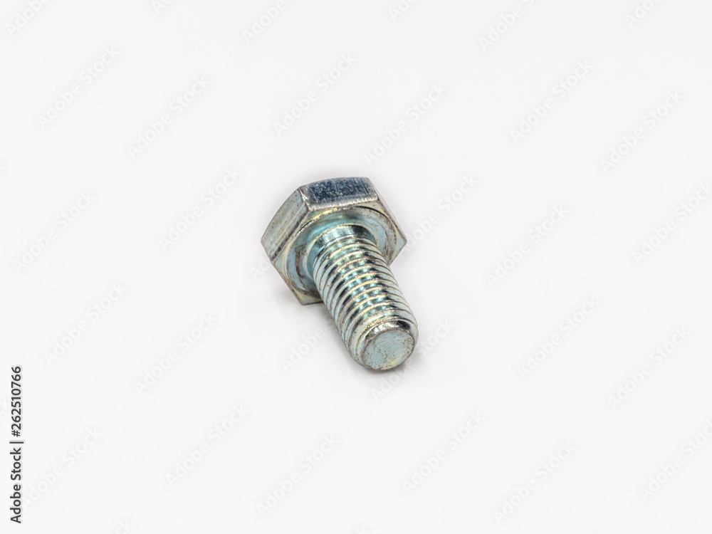 Fototapeta premium Zinc plated tap hexagonal metric screw bolt din 933 on white.
