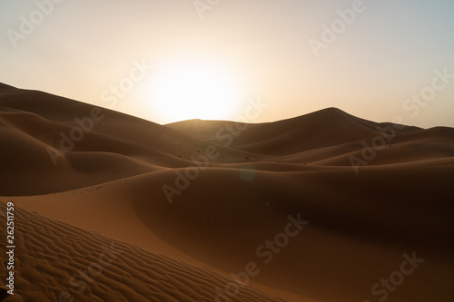 Sunrise on sand dunes  Sahara Sand dunes africa morocco