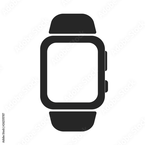 Black Wrist watch with buttons and strap on white background vector eps10. Wrist watch icon.