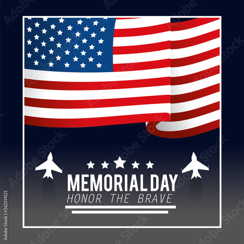 usa flag with stars and aiplanes to memorial day photo