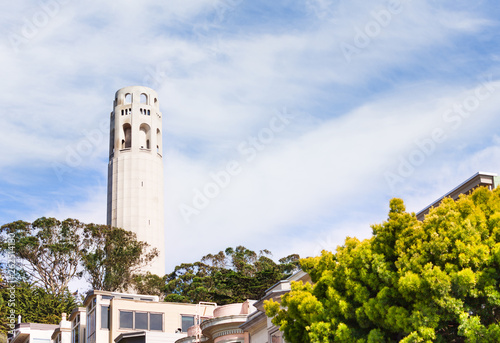 Coit Tower from residential area in San Francisco