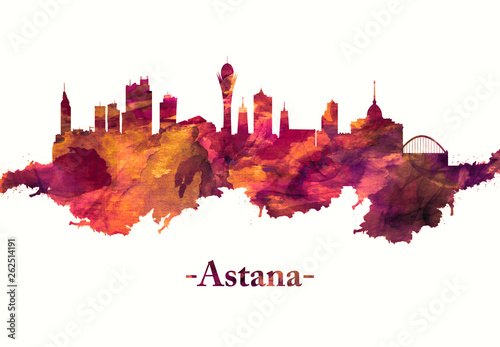 Astana Kazakhstan skyline in Red