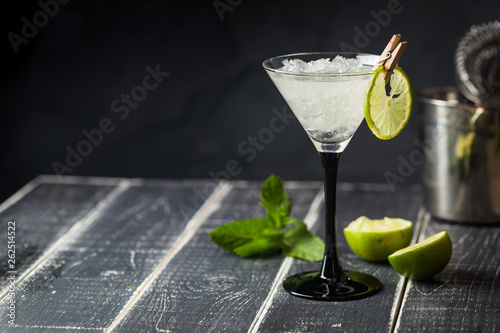 Fresh classic lime margarita cocktail photo