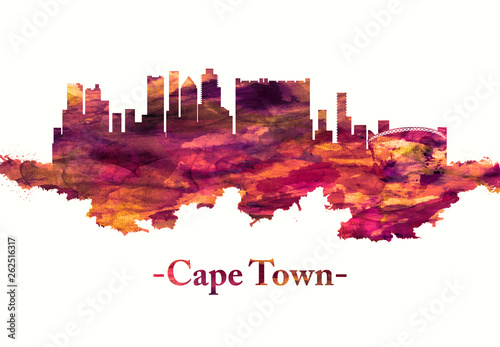 Cape Town skyline in red