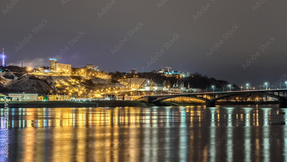 Night view of embankment in Nizhny Novgorod