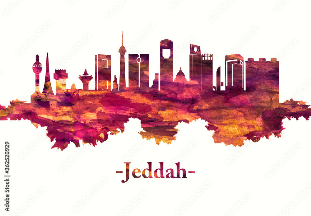 Jeddah Saudi Arabia skyline in red Jeddah Saudi Arabia skyline in red