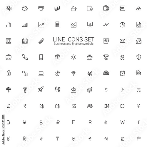 Business and finance web line icon set