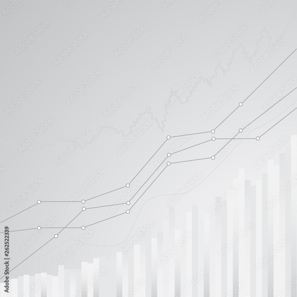 abstract financial chart with uptrend line graph in stock market on grey background vector design