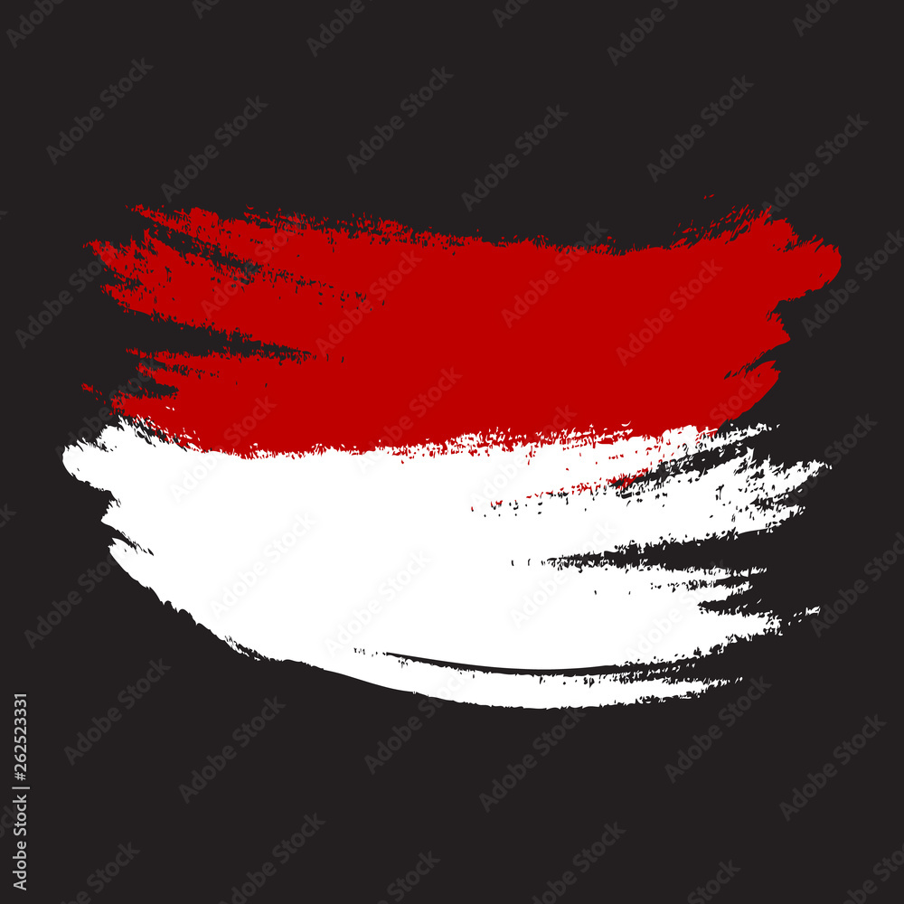 Brush painted Indonesia flag. Hand drawn style illustration with a grunge effect and watercolor. Indonesia flag with grunge texture. Vector illustration. Brush painted Indonesia flag. Hand drawn style illustration with a grunge effect and watercolor. Indonesia flag with grunge texture. Vector illustration.
