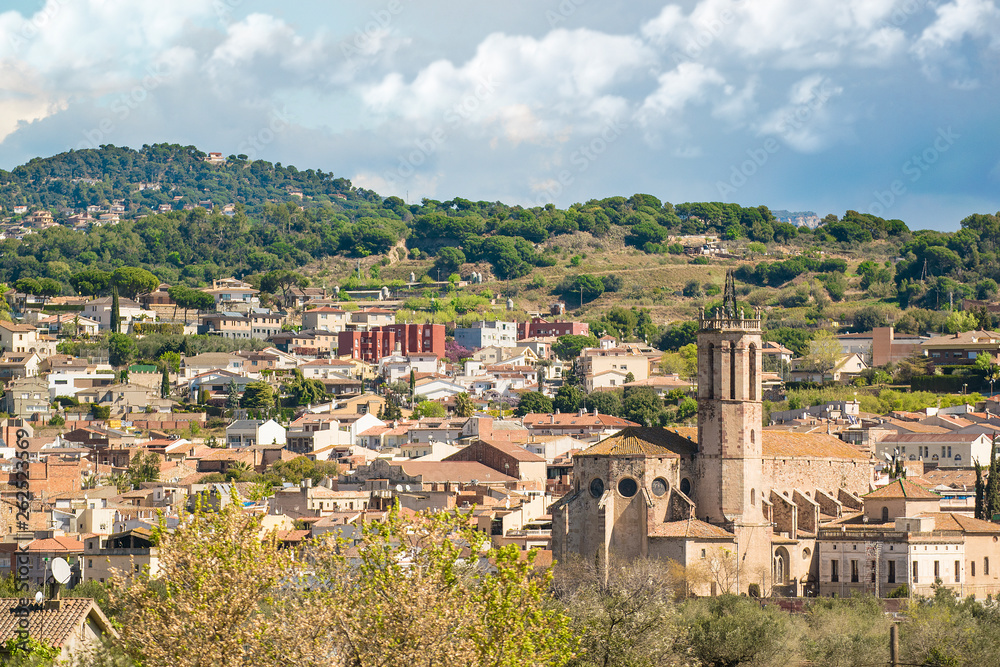 City scape and view of Caldes de Montbui small village in Catalonia, Europe.