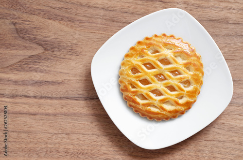 Round Apple Lattice Cake in plate