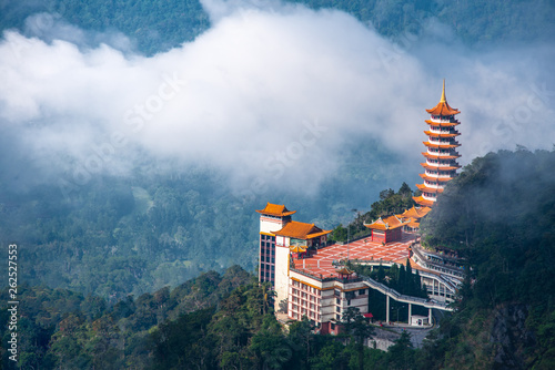 Chinese Pagoda Temple on top a hill in Genting Highland, Malaysia