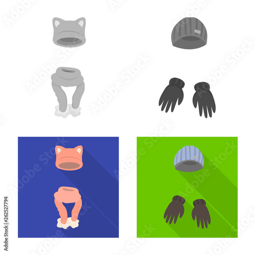 Isolated object of clothes and texture sign. Collection of clothes and weather stock vector illustration.