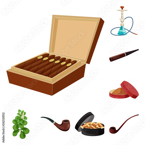Vector design of cigarette and tobacco icon. Set of cigarette and nicotine vector icon for stock.