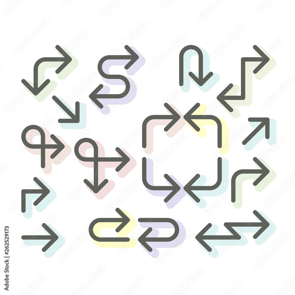 Simple thin arrows set - navigational arrows, line art icons Simple thin arrows set - navigational arrows, line art icons