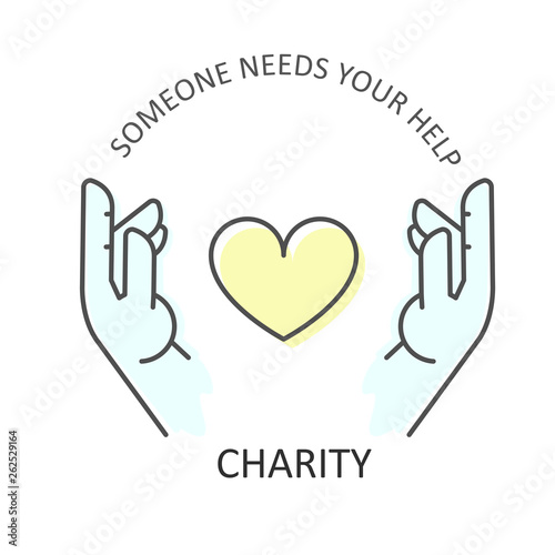 Hands embraces heart - charity, donation and volunteer help concept