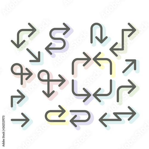 Simple thin arrows set - navigational arrows, line art icons