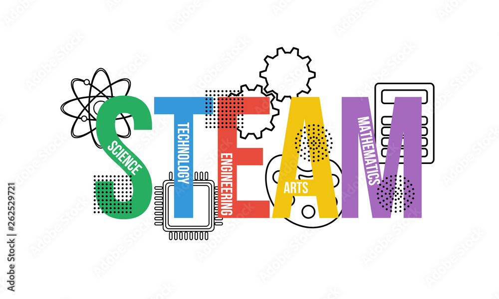 STEAM - science, technology, engineering, arts, mathematics. Education concept - obrazy, fototapety, plakaty 